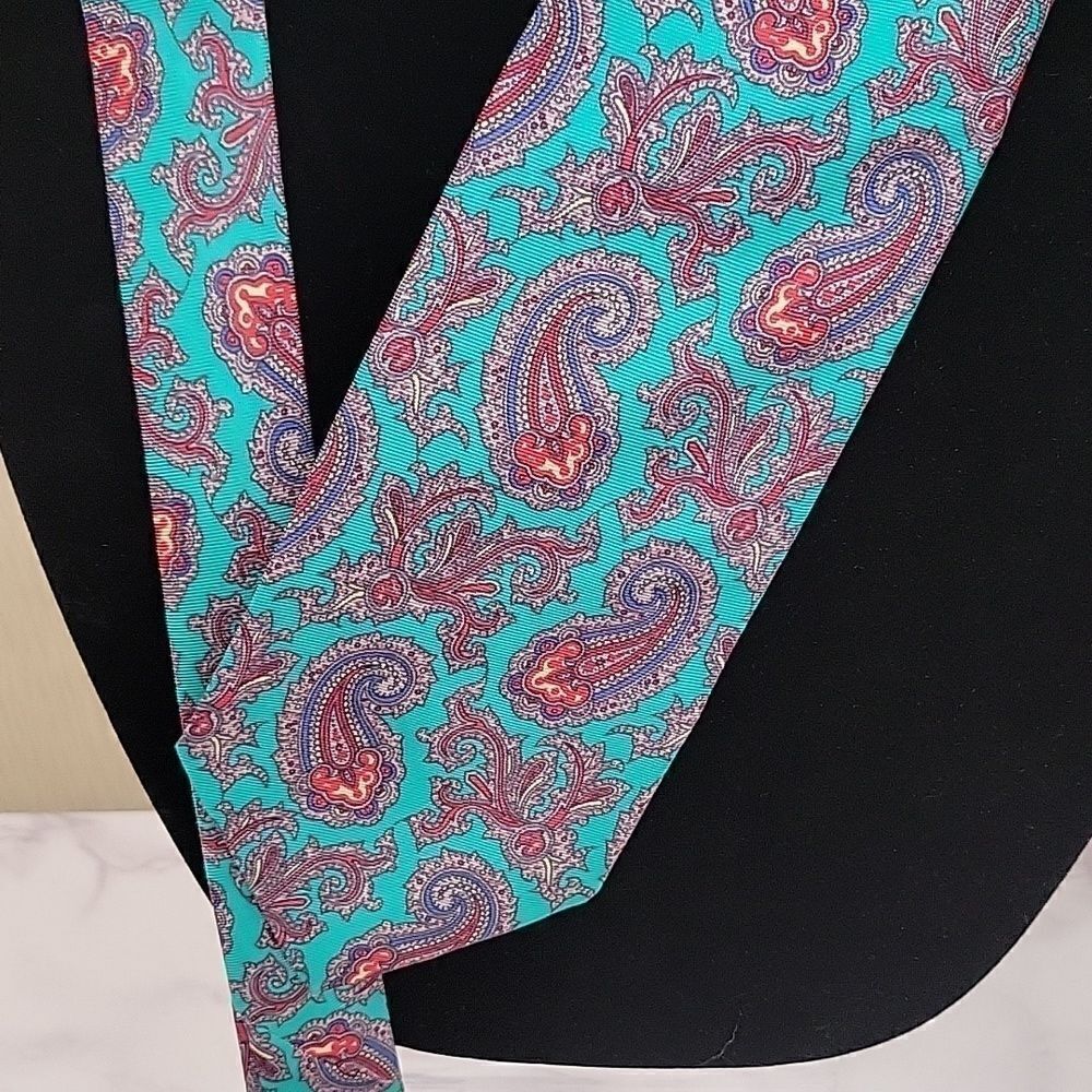 John Comfort Vintage Teal Tie Silk Paisley Men's Necktie
